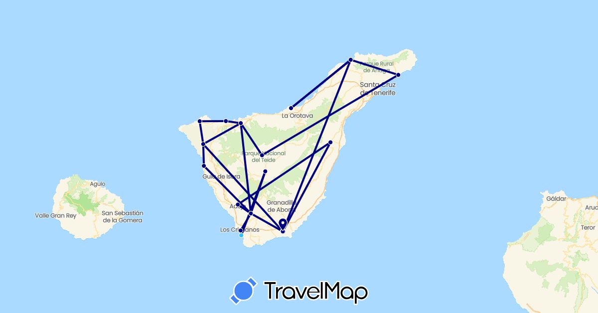 TravelMap itinerary: driving, boat in Spain (Europe)